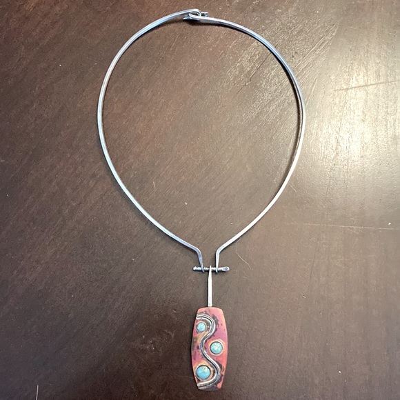 Monaco Designs Sterling, Turquoise and Mixed Metals Collar Necklace - Picture 11 of 16